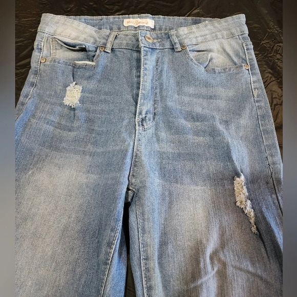 Vintage Red Bottom Jeans Frayed Design Size 11/30 - Picture 2 of 4